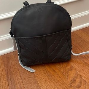 Margot Black Leather Chevron Backpack